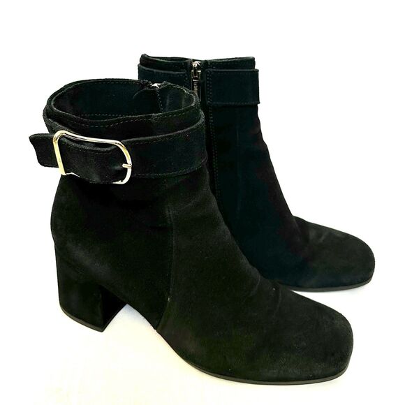 La Canadienne Women’s Jesse Black Suede Ankle Boot Size 7M Waterproof Square Toe - Picture 2 of 12
